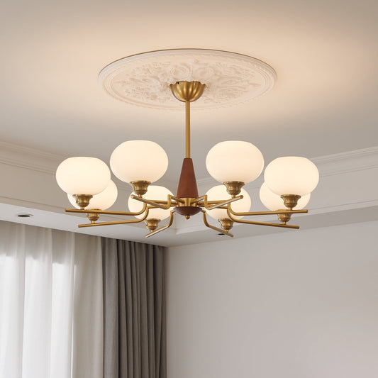 Axel Sphere Walnut Glass Chandelier