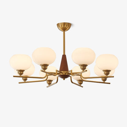 Axel Sphere Walnut Glass Chandelier