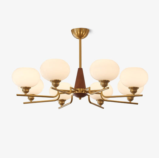 Axel Sphere Walnut Glass Chandelier