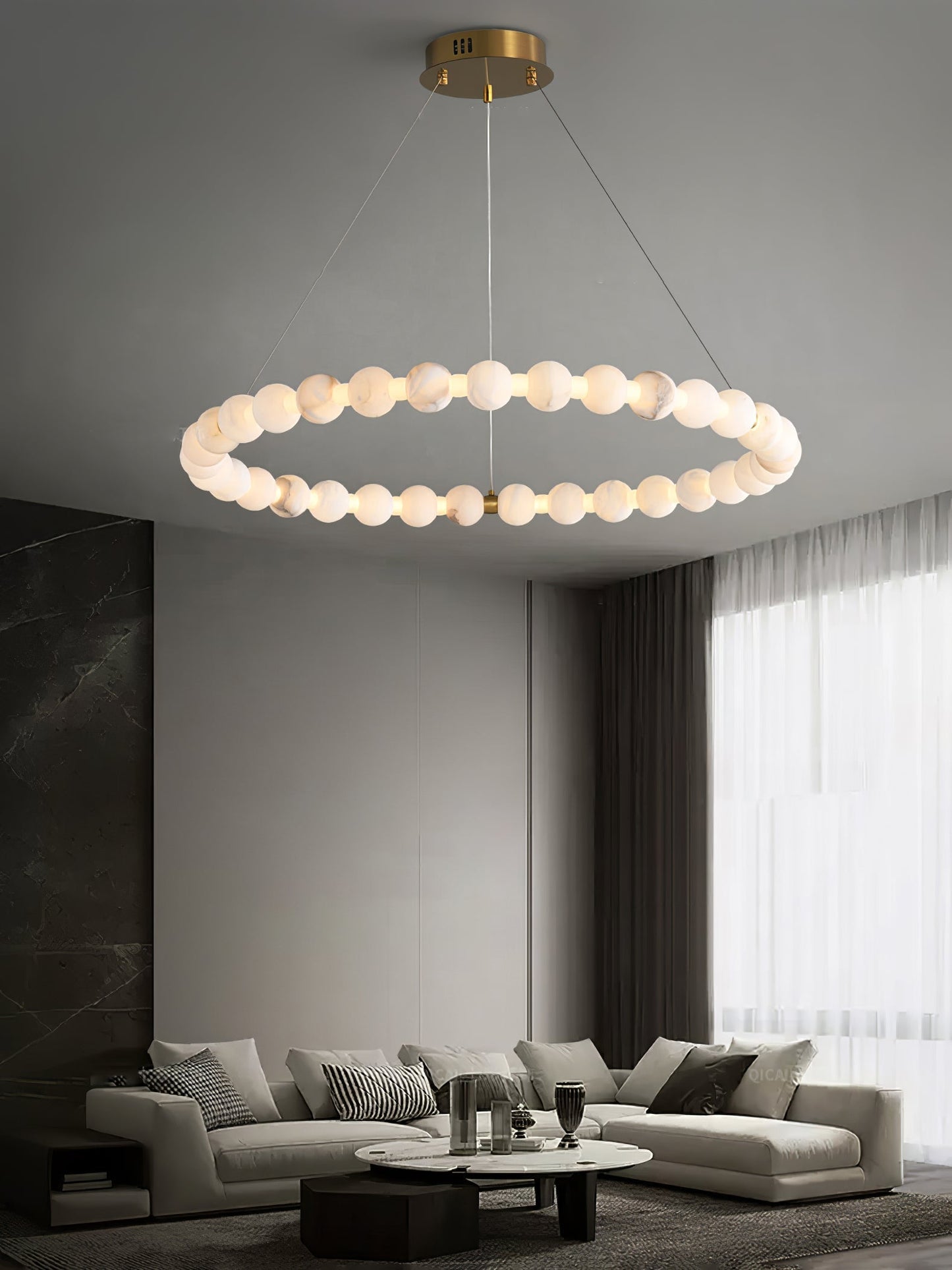 Sienna Alabaster Orb Ring Chandelier