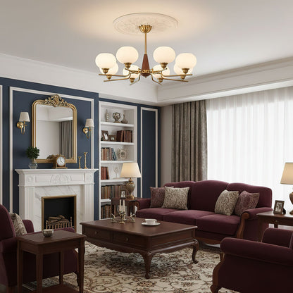 Axel Sphere Walnut Glass Chandelier