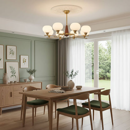 Axel Sphere Walnut Glass Chandelier