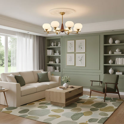 Axel Sphere Walnut Glass Chandelier