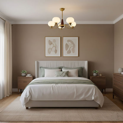 Axel Sphere Walnut Glass Chandelier