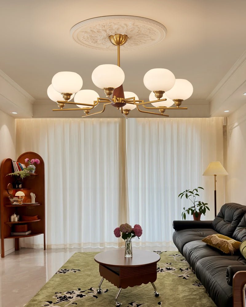 Axel Sphere Walnut Glass Chandelier