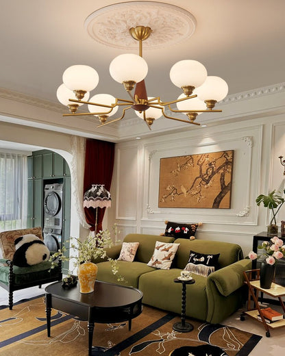 Axel Sphere Walnut Glass Chandelier