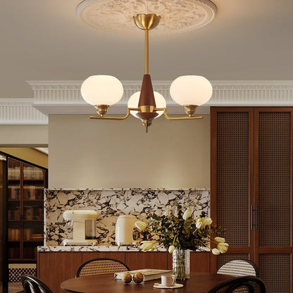 Axel Sphere Walnut Glass Chandelier