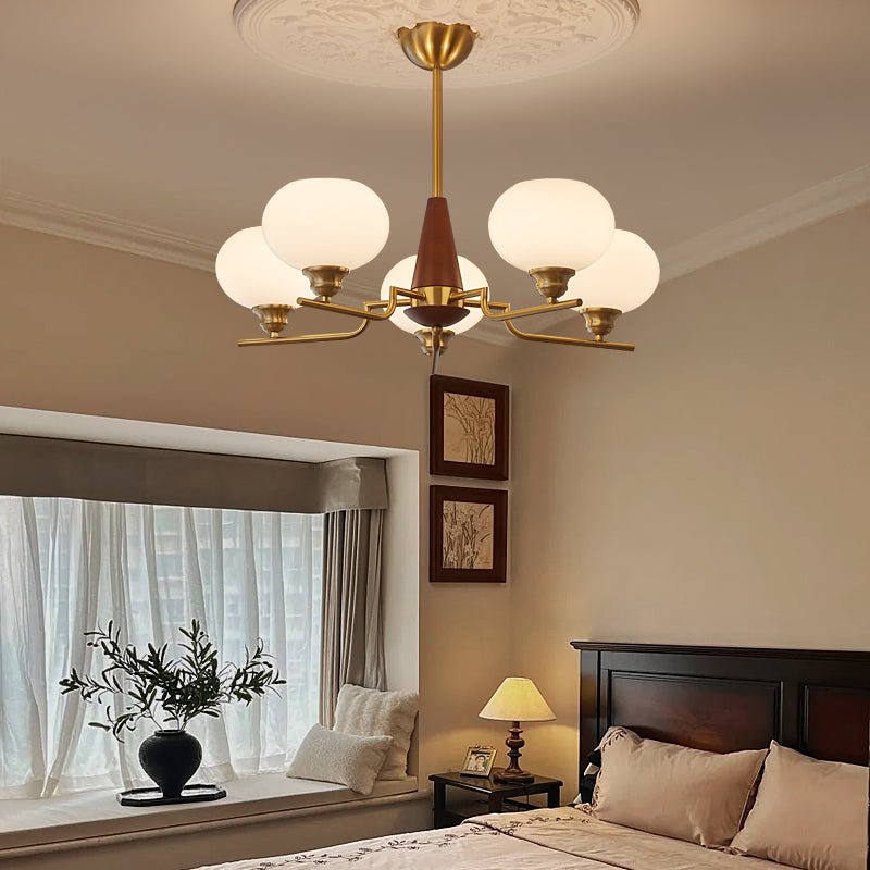 Axel Sphere Walnut Glass Chandelier