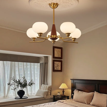 Axel Sphere Walnut Glass Chandelier