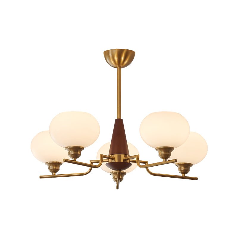 Axel Sphere Walnut Glass Chandelier