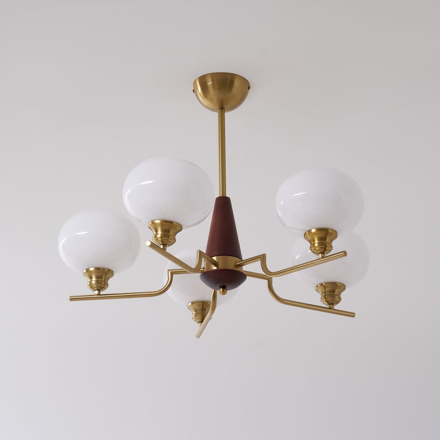 Axel Sphere Walnut Glass Chandelier