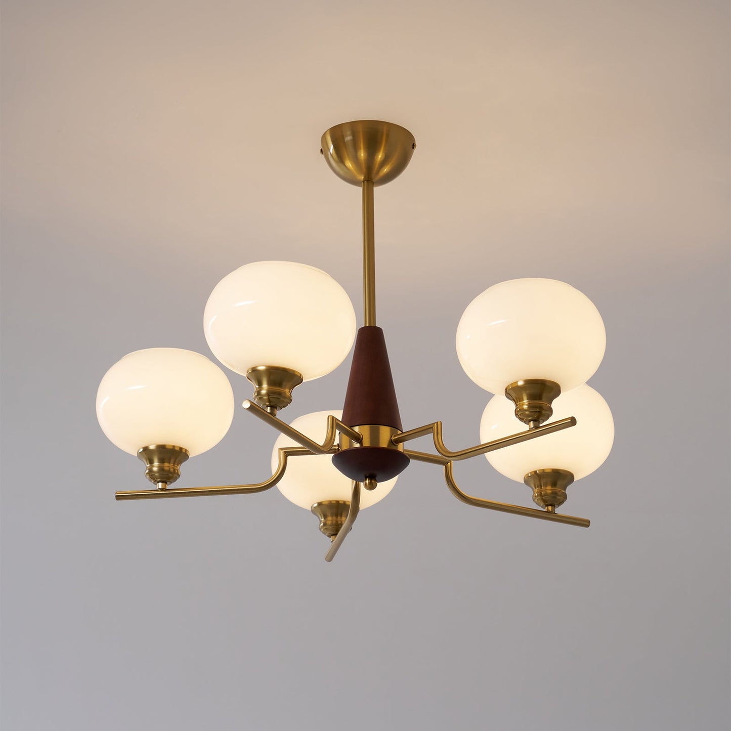Axel Sphere Walnut Glass Chandelier