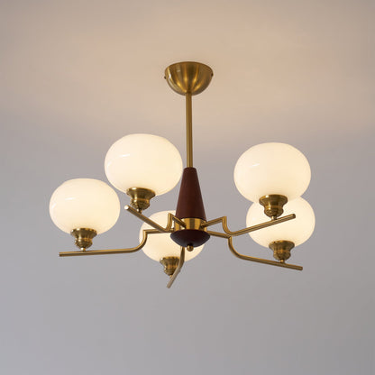 Axel Sphere Walnut Glass Chandelier