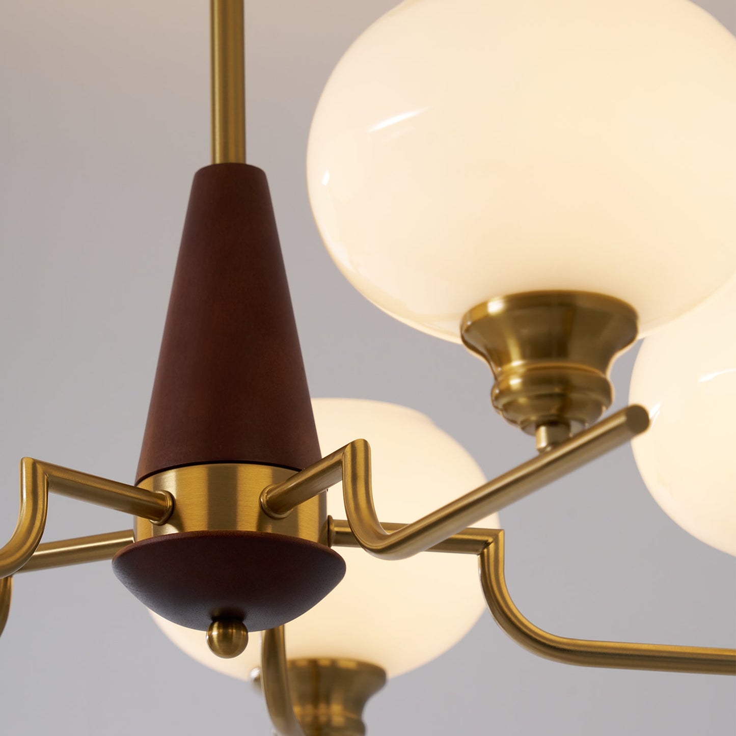 Axel Sphere Walnut Glass Chandelier