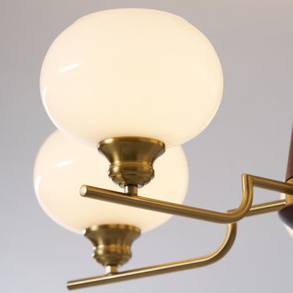 Axel Sphere Walnut Glass Chandelier