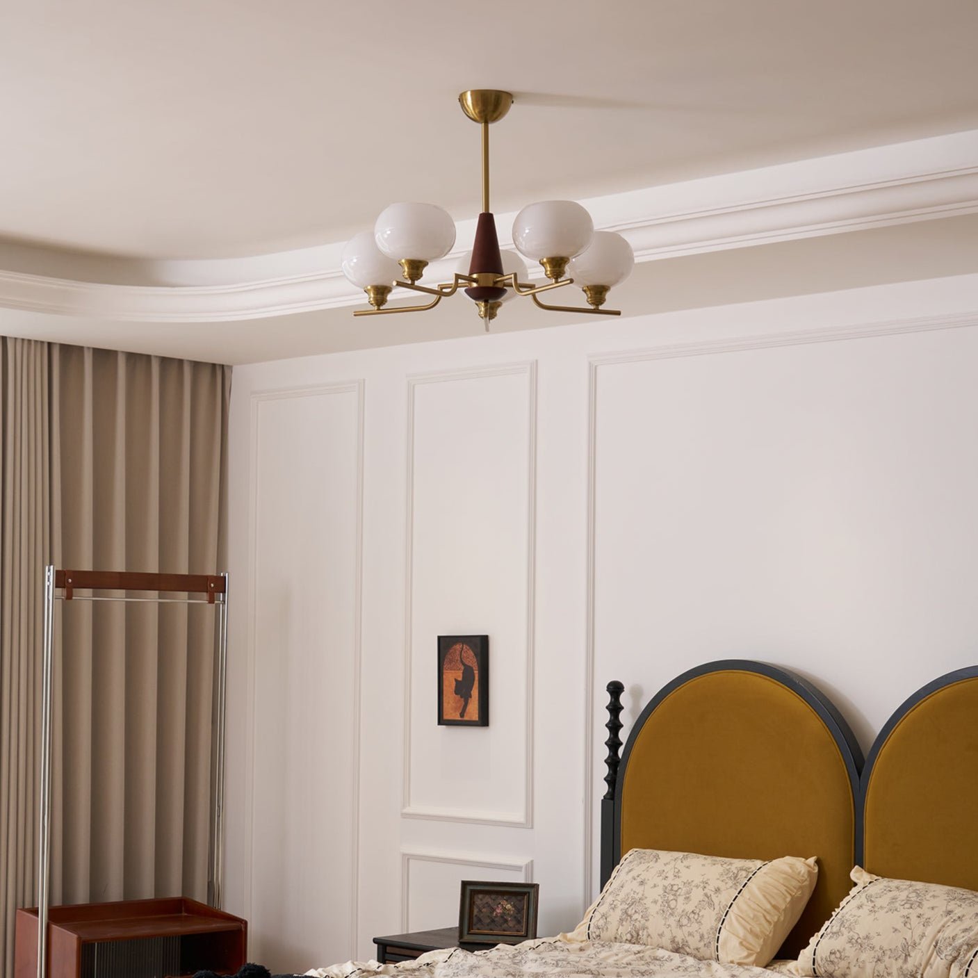 Axel Sphere Walnut Glass Chandelier