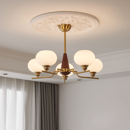 Axel Sphere Walnut Glass Chandelier