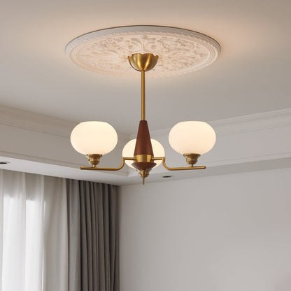 Axel Sphere Walnut Glass Chandelier
